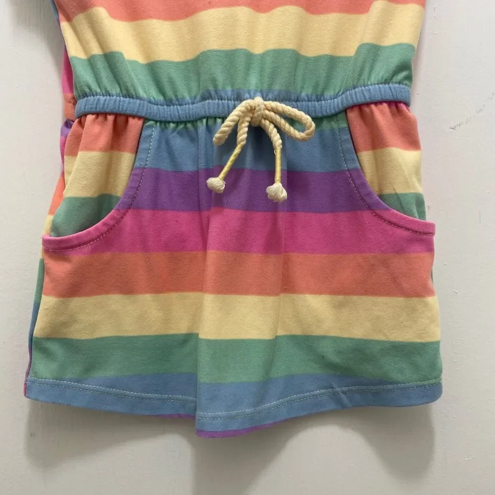 Kidgets Rainbow Stripe‎ Romper Baby Girls 18M Short Sleeve Elastic Waist Pocket